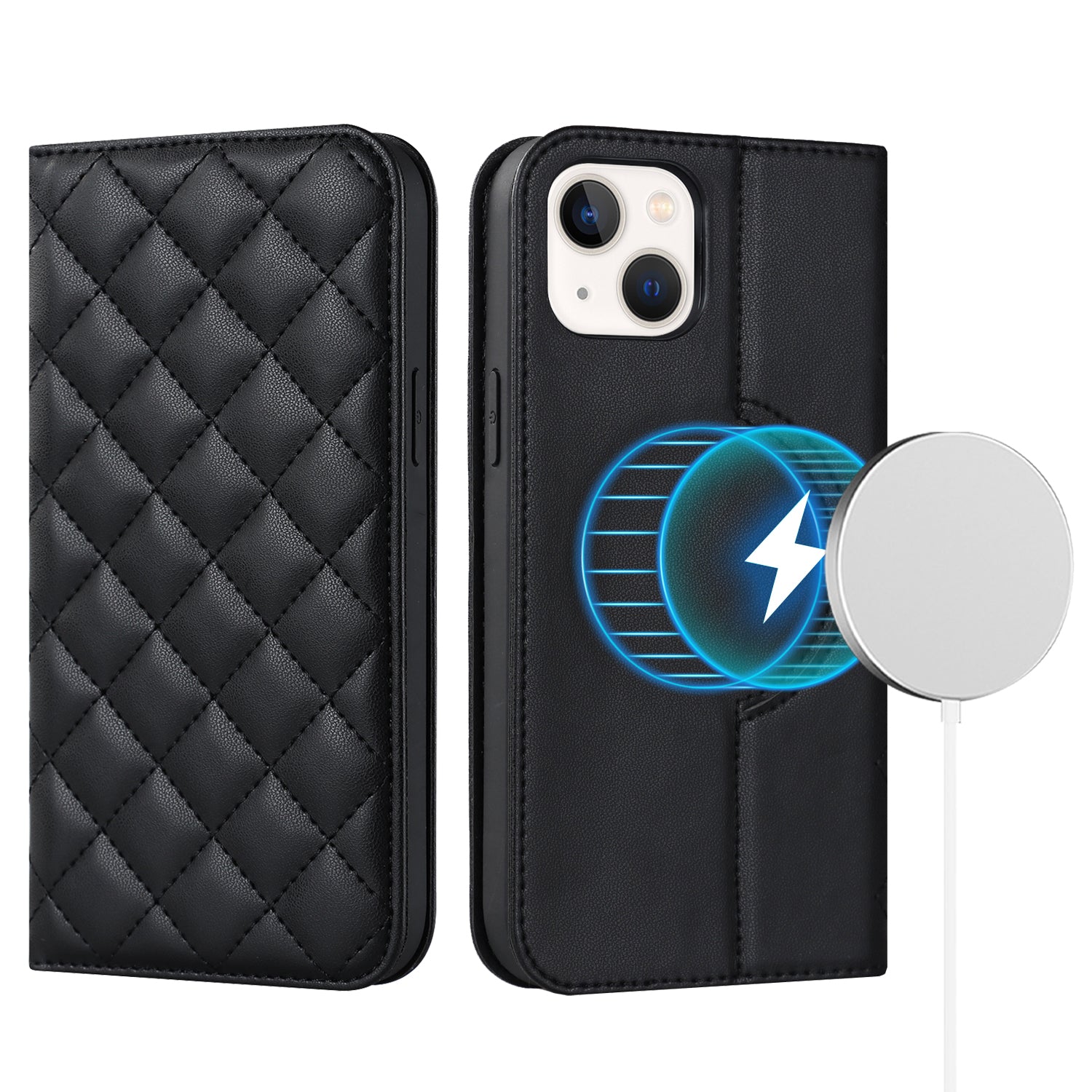 For iPhone 13 mini 5.4 inch RFID Blocking Phone Case Card Holder Stand Phone Leather Cover Compatible with MagSafe For iPhone 13 mini 5.4 inch RFID Blocking Phone Case Card Holder Stand Phone Leather Cover Compatible with MagSafe